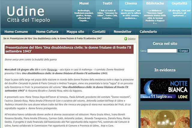 immagine pagina web sito Udine Cultura