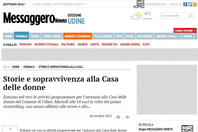 articolo sul sito web del Messaggero Veneto